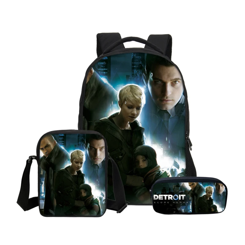 New Fashion 3Pcs/Set Detroit Become Human Design Boys School Backpacks with Shoulder Bags Pencil Case Daily Daypack Kids Mochila
New Fashion 3Pcs/Set Detroit Become Human Design Boys School Backpacks with Shoulder Bags Pencil Case Daily Daypack Kids Mochila