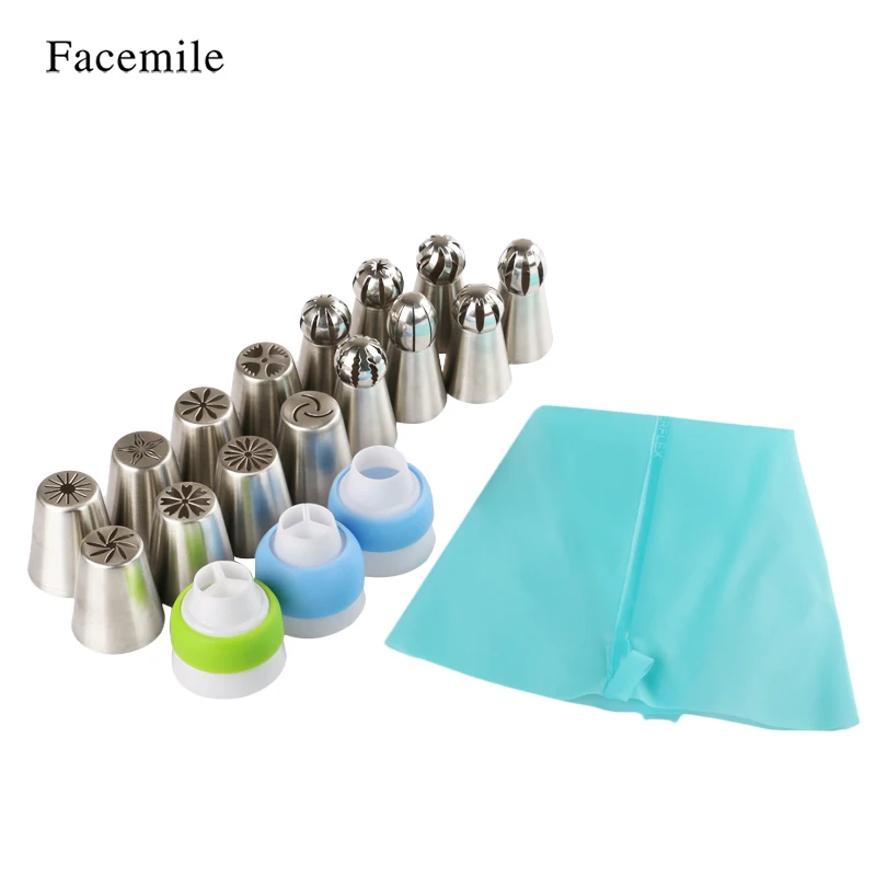 Facemile 19PCS Set Silicone Kitchen Accessories Icing Piping Cream Pastry Bag Steel Nozzle Set DIY Cake Decorating Tool
Facemile 19PCS Set Silicone Kitchen Accessories Icing Piping Cream Pastry Bag Steel Nozzle Set DIY Cake Decorating Tool