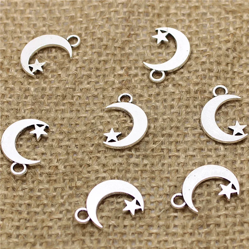 100pcs 11*17mm Tibetan Silver color Color Star Moon Charms Pendants for Jewelry Making DIY Handmade Craft D0539
100pcs 11*17mm Tibetan Silver color Color Star Moon Charms Pendants for Jewelry Making DIY Handmade Craft D0539