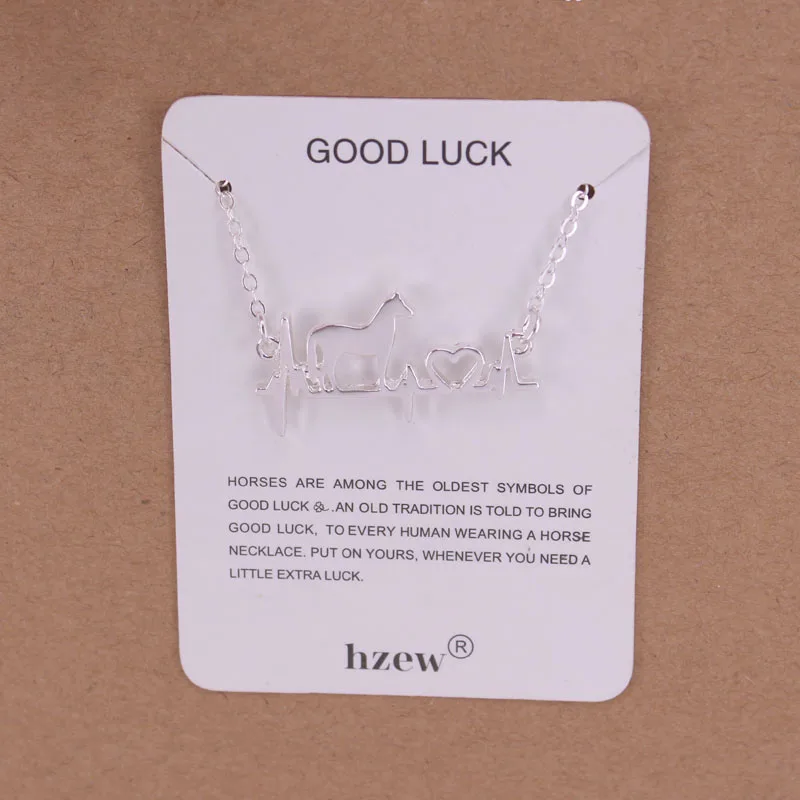 

hzew cute Electrocardiogram con collar horse penadant necklace gift