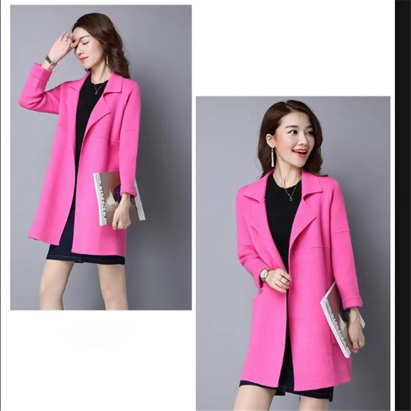 Female Spring New Pure Color Long Sleeve Knitting Knit Cardigan Coat Long Turtleneck Lapel Shawl Leisure Women CoatQ0143
Female Spring New Pure Color Long Sleeve Knitting Knit Cardigan Coat Long Turtleneck Lapel Shawl Leisure Women CoatQ0143