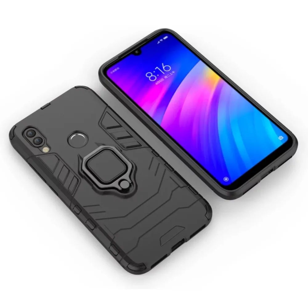 Роскошный магнитный металлический кольцевой держатель чехол для XIAOMI redmi 7 Чехол