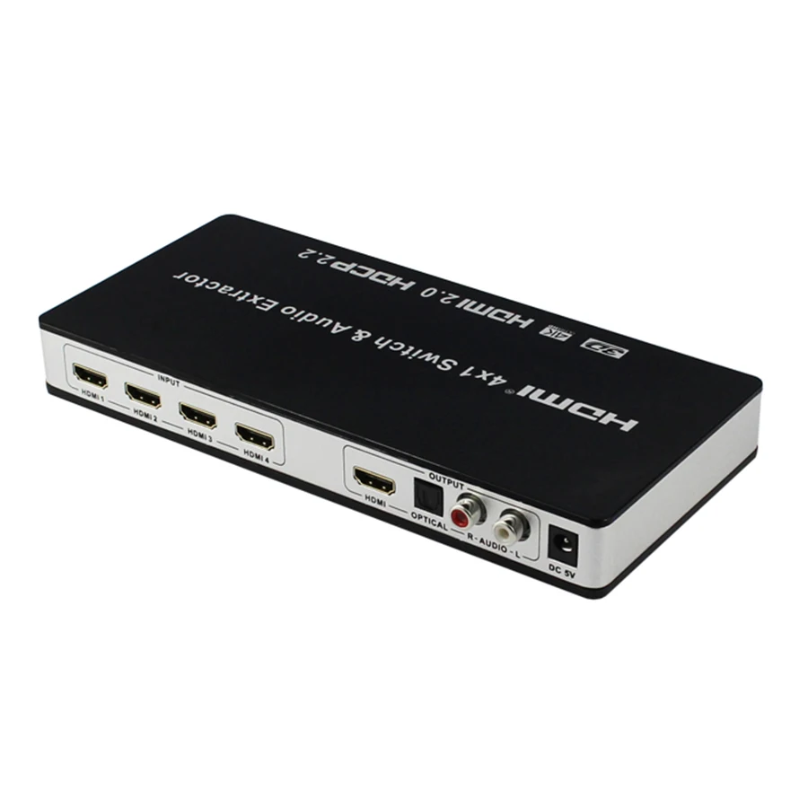 HDMI-Compatible 2.0 Switch 4x1 Switcher Converter 4 in 1 out Audio Extractor Toslink/SPDIF RCA 4Kx2K@60Hz HD2.0 HDCP2.2 7.1CH
HDMI-Compatible 2.0 Switch 4x1 Switcher Converter 4 in 1 out Audio Extractor Toslink/SPDIF RCA 4Kx2K@60Hz HD2.0 HDCP2.2 7.1CH