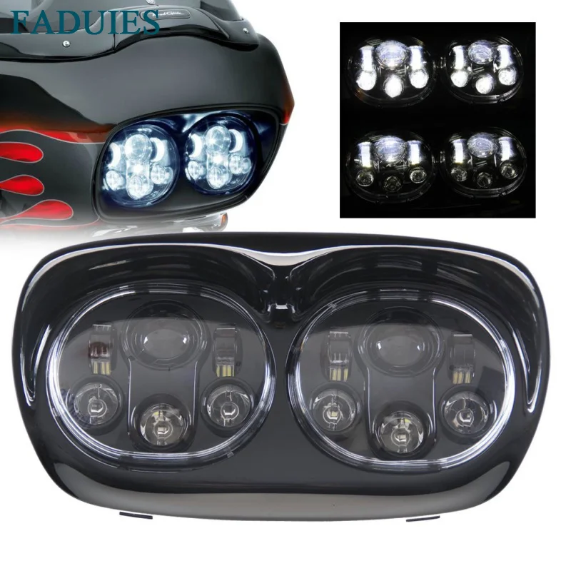 FADUIES 7 "Черная мотоциклетная двойная светодиодная фара для Harley мотоцикла 2004 ~ 2013 Road Glide
FADUIES 7 "Черная мотоциклетная двойная светодиодная фара для Harley мотоцикла 2004 ~ 2013 Road Glide