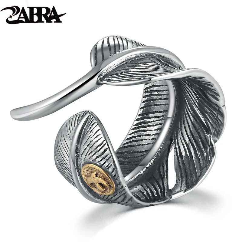 ZABRA Real 925 Sterling Silver Vintage Feather Black Size Adjustable Ring For Men Women Punk Rock Style Big Rings Silver Jewelry
ZABRA Real 925 Sterling Silver Vintage Feather Black Size Adjustable Ring For Men Women Punk Rock Style Big Rings Silver Jewelry