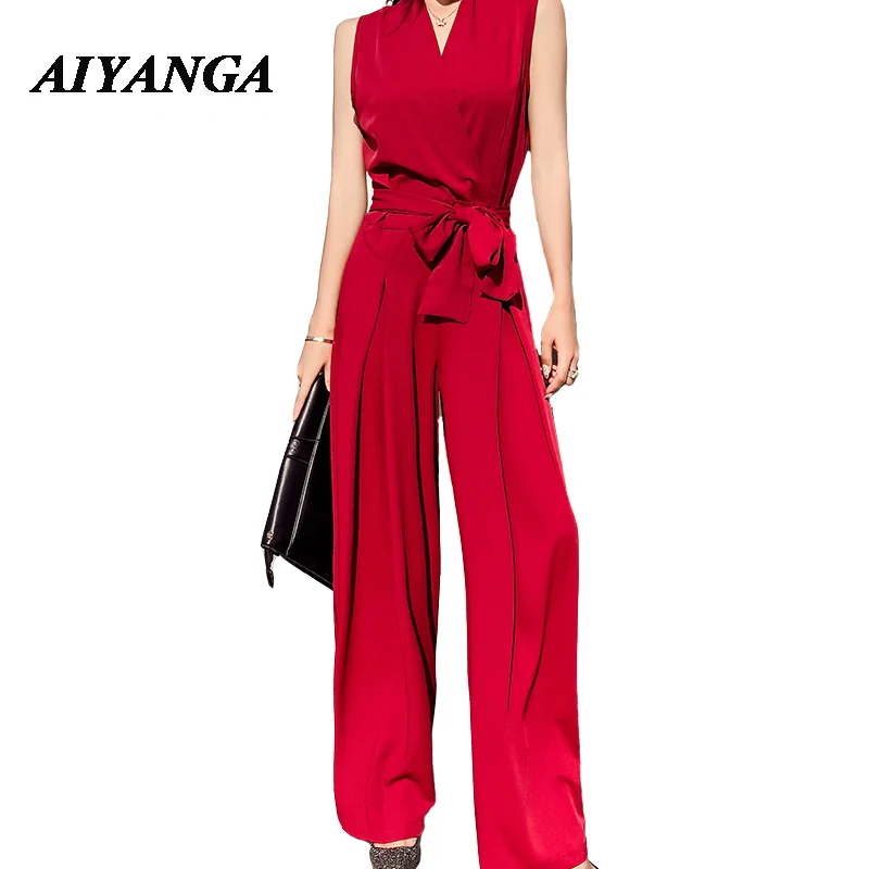 New 2019 Office Lady V-neck Sexy Bohemian Chiffon Jumpsuit Female Sleeveless High Waist Belted Beach Pants Overalls For Women
New 2019 Office Lady V-neck Sexy Bohemian Chiffon Jumpsuit Female Sleeveless High Waist Belted Beach Pants Overalls For Women