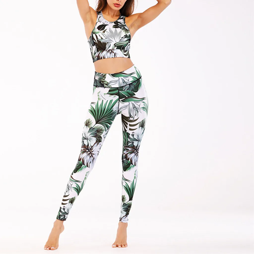 Women Sport Suit Fitness Sets Wear Digital Printing Vest Trousers Sports Pants Gym Clothes Y* | Женская одежда