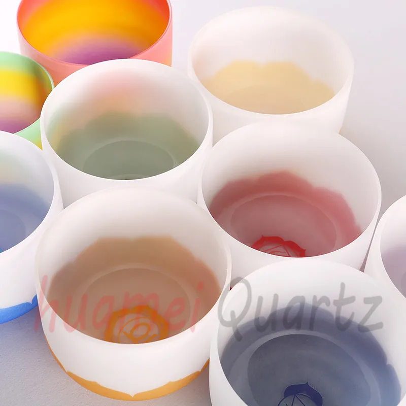 Color lotus with ckakra logo Tuned Set of 7pcs 8" -14" Frosted Quartz Crystal Singing Bowl
Color lotus with ckakra logo Tuned Set of 7pcs 8" -14" Frosted Quartz Crystal Singing Bowl
