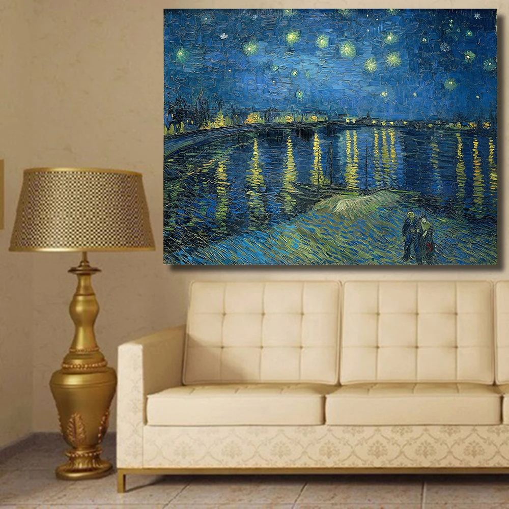 Картина маслом на холсте Звездная ночь над Роном|oil painting|the paintingspaintings on canvas |