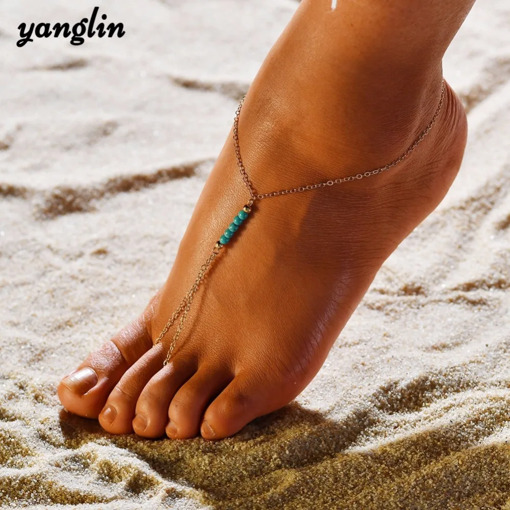 Золотой цепи ножной браслет Jewelry модные пикантные пляжные ботильоны Браслеты для
