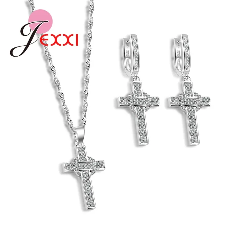 Fashion Cross Jewelry Set Zircon 925 Sterling Silver Jewelry Set Necklace/Pendant/Chain for women Wedding Engagement Sets
Fashion Cross Jewelry Set Zircon 925 Sterling Silver Jewelry Set Necklace/Pendant/Chain for women Wedding Engagement Sets