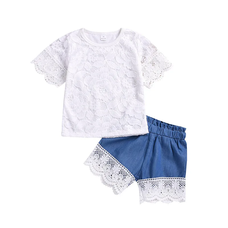 Baby Girls Clothes Sets Summer Fashion Kids Lace T shirt Denim Shorts Suit Toddler Girls Princess T-shirts Shorts Clothing Set
Baby Girls Clothes Sets Summer Fashion Kids Lace T shirt Denim Shorts Suit Toddler Girls Princess T-shirts Shorts Clothing Set