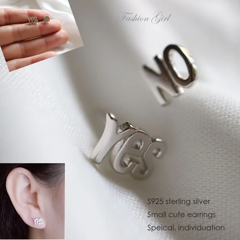 Speical fashion 100% pure 925 sterling silver earrings Letters Yes No silver stud earrings for women girls jewelry gift
Speical fashion 100% pure 925 sterling silver earrings Letters Yes No silver stud earrings for women girls jewelry gift