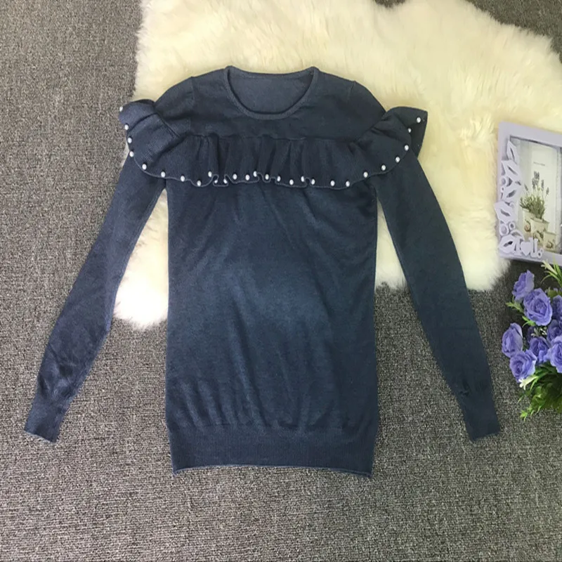 Fashion Women Ruffled Pearls Sweaters Tops Soft Long Sleeve Solid Knitting Ladies Woman Ruffles Sweater Pullovers
Fashion Women Ruffled Pearls Sweaters Tops Soft Long Sleeve Solid Knitting Ladies Woman Ruffles Sweater Pullovers