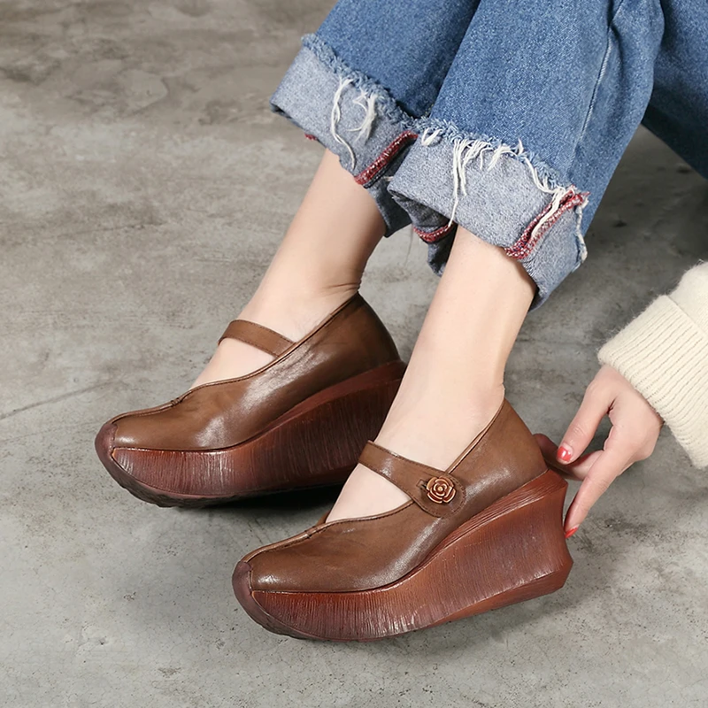 2019 New Arrival Women Shoes Platform Wedges Pumps Genuine Leather Strap Handmade Vintage Lady High Heels Shoes
2019 New Arrival Women Shoes Platform Wedges Pumps Genuine Leather Strap Handmade Vintage Lady High Heels Shoes