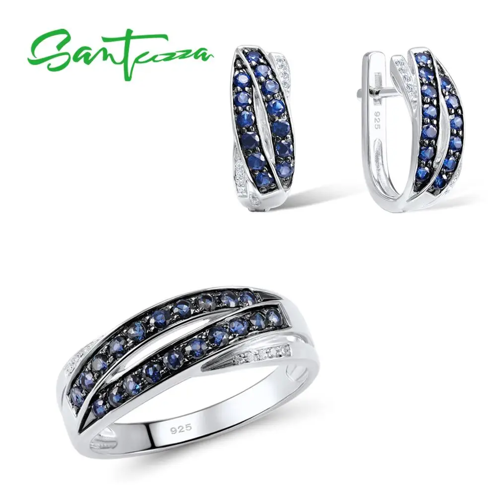 SANTUZZA Jewelry Set for Women Pure 925 Sterling Silver Blue Nano Cubic Zirconia Stones Earrings Ring Set Delicate Fine Jewelry
SANTUZZA Jewelry Set for Women Pure 925 Sterling Silver Blue Nano Cubic Zirconia Stones Earrings Ring Set Delicate Fine Jewelry