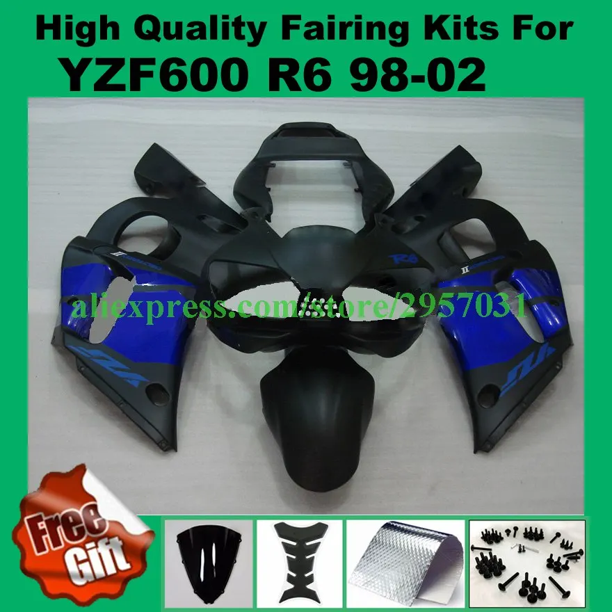 Free screws+gifts Motorcycle fairing fit for YAMAHA YZF R6 98 99 00 01 02 1998 1999 2000 2001 2002 fairings kits Matt black Blue
Free screws+gifts Motorcycle fairing fit for YAMAHA YZF R6 98 99 00 01 02 1998 1999 2000 2001 2002 fairings kits Matt black Blue