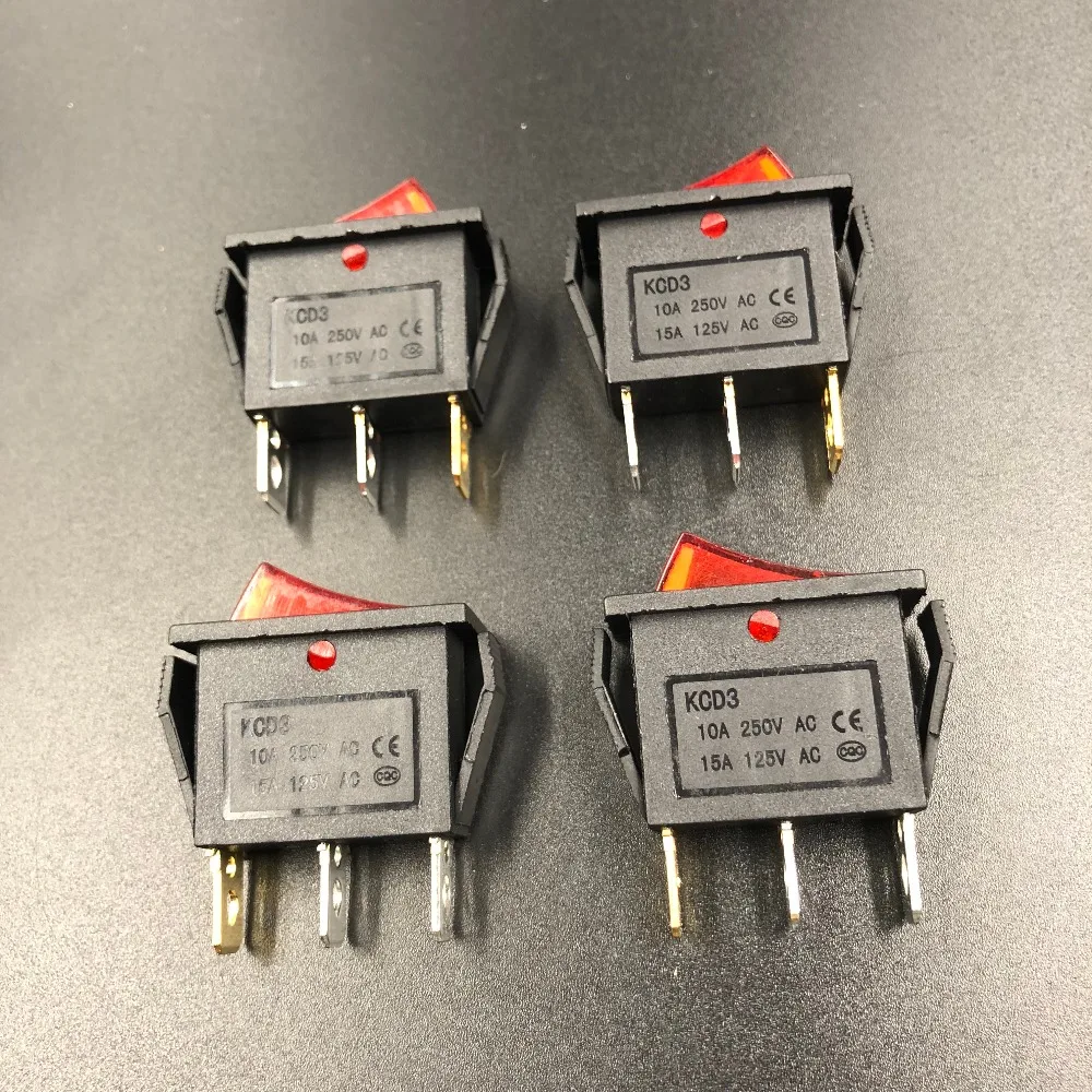 3pcs/lot 6A/250Vac Red Light With 2 ways Black Rocker Switch on/off/on with 3 foot or 3 pins
3pcs/lot 6A/250Vac Red Light With 2 ways Black Rocker Switch on/off/on with 3 foot or 3 pins
