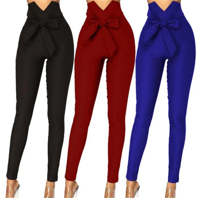 Women High Waist Casual Pants Ladies Bowknot Long Slim Skinny Pants Bandage Elastic Pencil Trousers With Sashes
Women High Waist Casual Pants Ladies Bowknot Long Slim Skinny Pants Bandage Elastic Pencil Trousers With Sashes