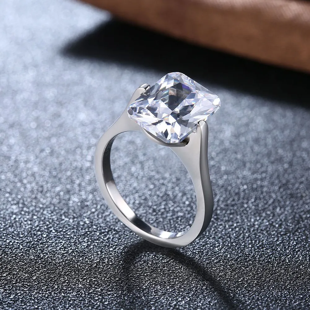 Женское Обручальное кольцо с квадратным камнем из титана