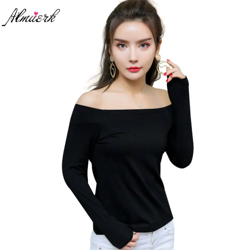 2018 fashion soild color women slash neck cotton T-shirt long sleeves simple slim sexy female cotton T-shirt bottom shirt L235
2018 fashion soild color women slash neck cotton T-shirt long sleeves simple slim sexy female cotton T-shirt bottom shirt L235