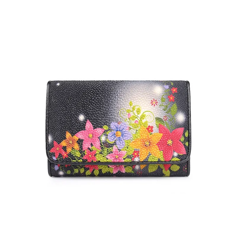 Fancy Designer Women's Short Flower Purse Thailand Genuine Stingray Skin Leather Female Coin Pocket Ladies Small Trifold Wallet
Fancy Designer Women's Short Flower Purse Thailand Genuine Stingray Skin Leather Female Coin Pocket Ladies Small Trifold Wallet