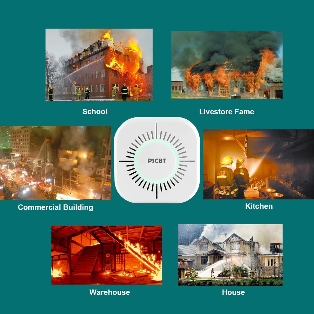 PSCBT детектор дыма беспроводной 433 МГц пожарная охранная сигнализация защита