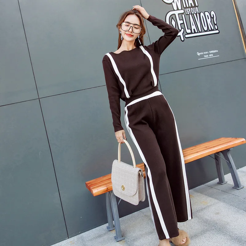 Women's Sets Long Sleeve Wide leg pants suit autumn winter new women's knit bottoms two-piece suit 2 Piece Set Tops+Pants suit
Women's Sets Long Sleeve Wide leg pants suit autumn winter new women's knit bottoms two-piece suit 2 Piece Set Tops+Pants suit