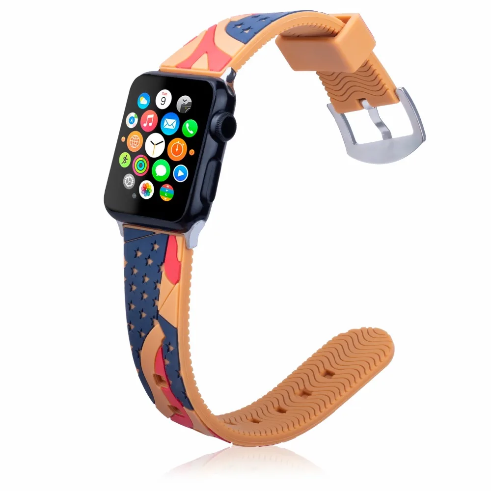Outdoor Silicone Rubber Watch Band Strap for Apple 44MM 40MM 42MM 38MM Sport Bracelet Wristband iWatch Series 4 3 2 1 | Наручные часы