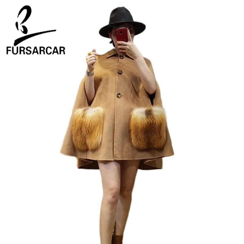 FURSARCAR 2021 New Luxury Winter Autumn Cashmer Shawls Natural Real Golden Fox Fur Coat Women Fashion Cape With Fur Pocket
FURSARCAR 2021 New Luxury Winter Autumn Cashmer Shawls Natural Real Golden Fox Fur Coat Women Fashion Cape With Fur Pocket