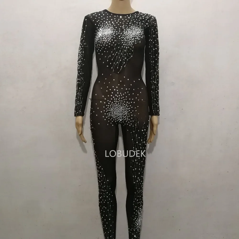 Crystals see-through Jumpsuit Sexy black Diamond jumpsuit Bar Nightclub Female DJ singer costumes Party leading dance costumes
Crystals see-through Jumpsuit Sexy black Diamond jumpsuit Bar Nightclub Female DJ singer costumes Party leading dance costumes
