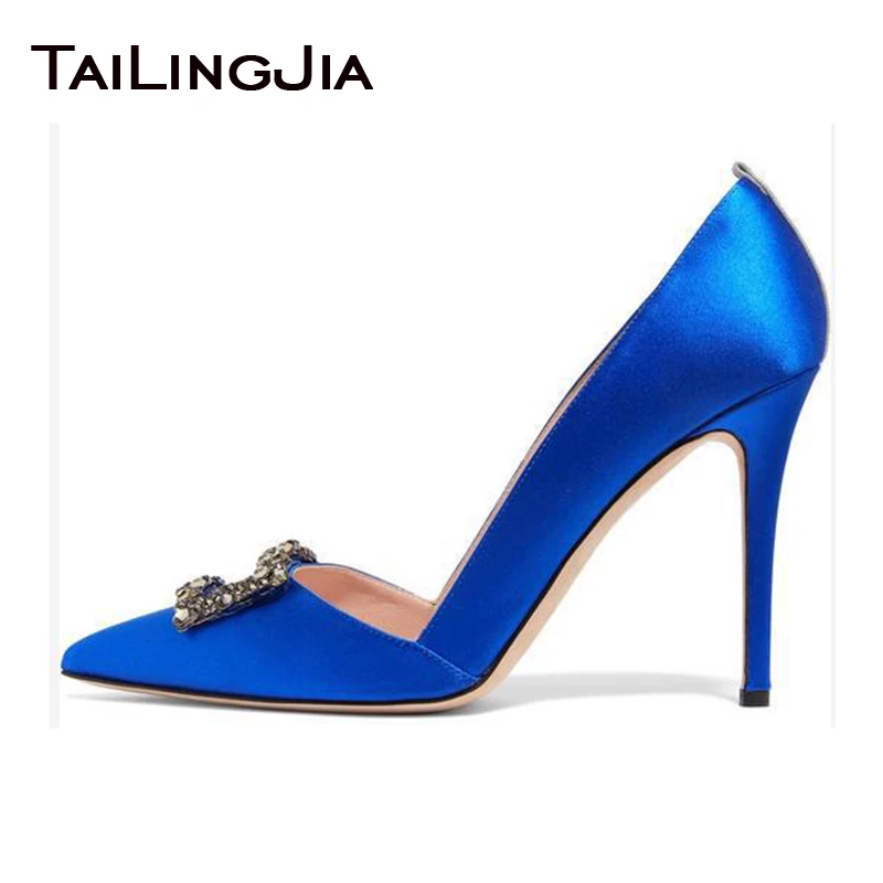 Soft Silk Stain Bule Wedding Pumps With Shiny Craystal High Heel Big Brand Slip on Women Shoes Elegance Bule Party Luxury Pumps
Soft Silk Stain Bule Wedding Pumps With Shiny Craystal High Heel Big Brand Slip on Women Shoes Elegance Bule Party Luxury Pumps