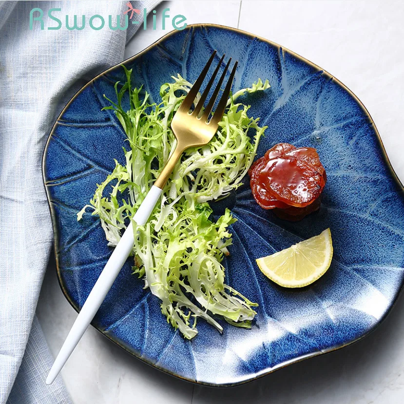 9 Inch Ceramic Plate Creative Lotus Leaf Plates Fruit Salad Dish Household Tableware Blue Dinner Plates For Kitchen Plate
9 Inch Ceramic Plate Creative Lotus Leaf Plates Fruit Salad Dish Household Tableware Blue Dinner Plates For Kitchen Plate