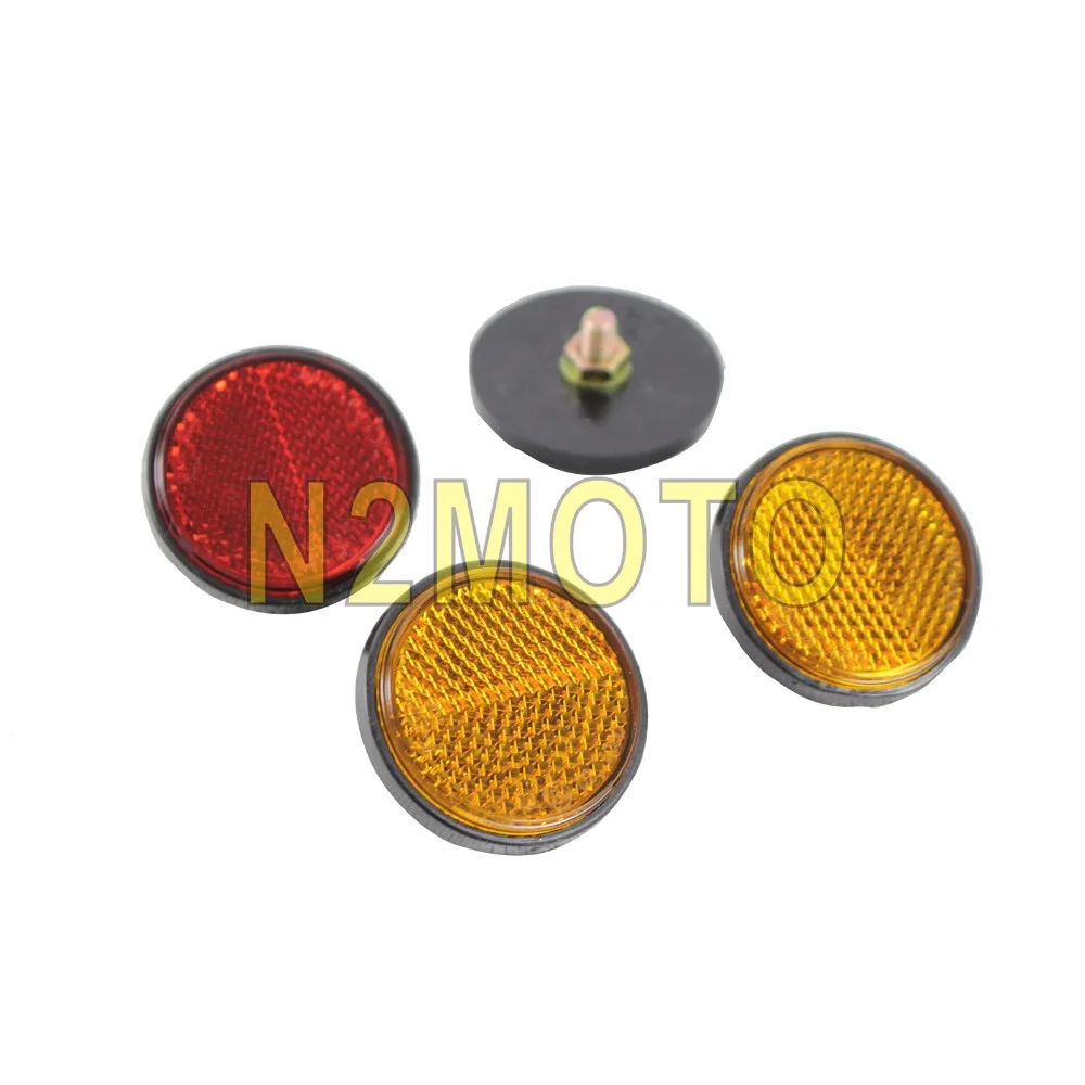 

Bolt-On Red Amber 2pcs Warning Safety Reflector 4.5cm Round Reflectors for ATV Trunk Scooter