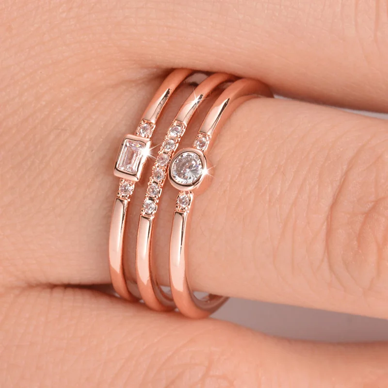 Huitan Fashion Triple Band Women Ring Classic Golden RoseGold Color With Round CZ Setting Bride Accessory Ring Geometric Shaped
Huitan Fashion Triple Band Women Ring Classic Golden RoseGold Color With Round CZ Setting Bride Accessory Ring Geometric Shaped