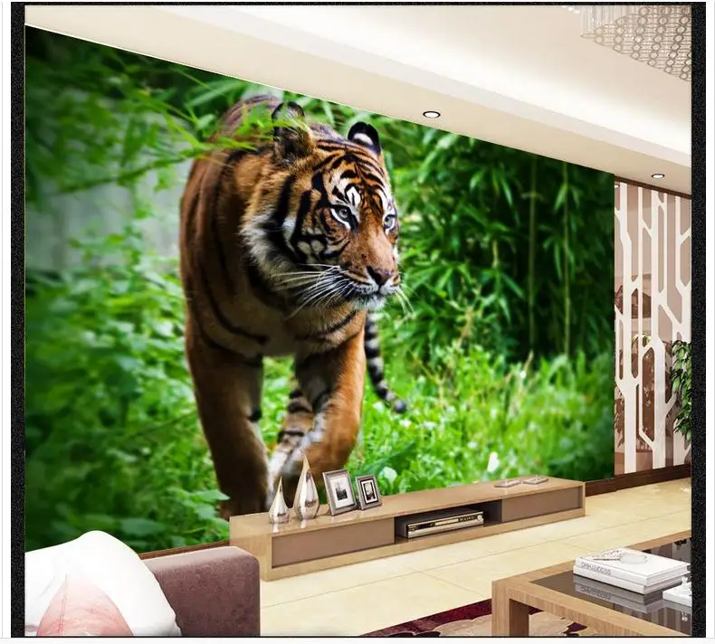 

3D фото обои на заказ 3d стена Настенные обои фотообои Hd 3 d f Тигр фон для гостиной настенные фрески 3d украшение комнаты