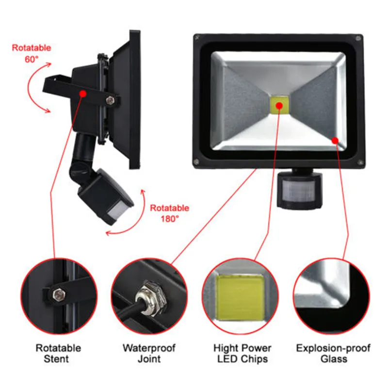 10-50W LED Outdoor Motion Sensor Flood Light Garage Driveway Security Floodlight
10-50W LED Outdoor Motion Sensor Flood Light Garage Driveway Security Floodlight