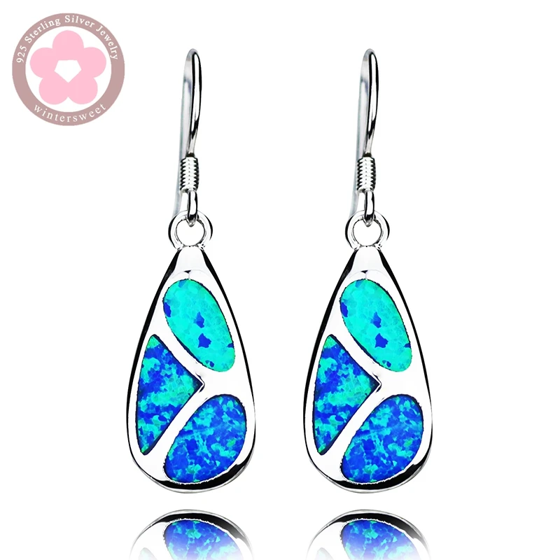 

JLE077 Gorgeous Blue Opal Gem 925 Sterling Silver Earrings for Women Charm Silver Jewelry on Sale Top Quality Fine Jewelry