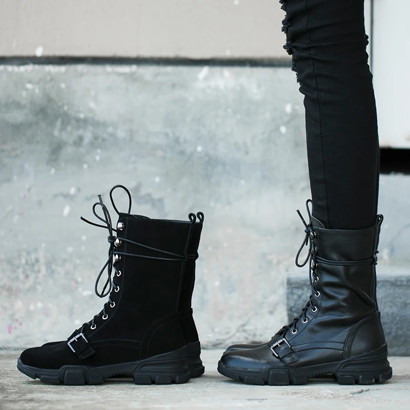 WETKISS Motorcycle Ankle Boots Flat With Lace Up Footwear Cow Leather Female Army Boots Round Toe Women Platform Shoes Winter
WETKISS Motorcycle Ankle Boots Flat With Lace Up Footwear Cow Leather Female Army Boots Round Toe Women Platform Shoes Winter