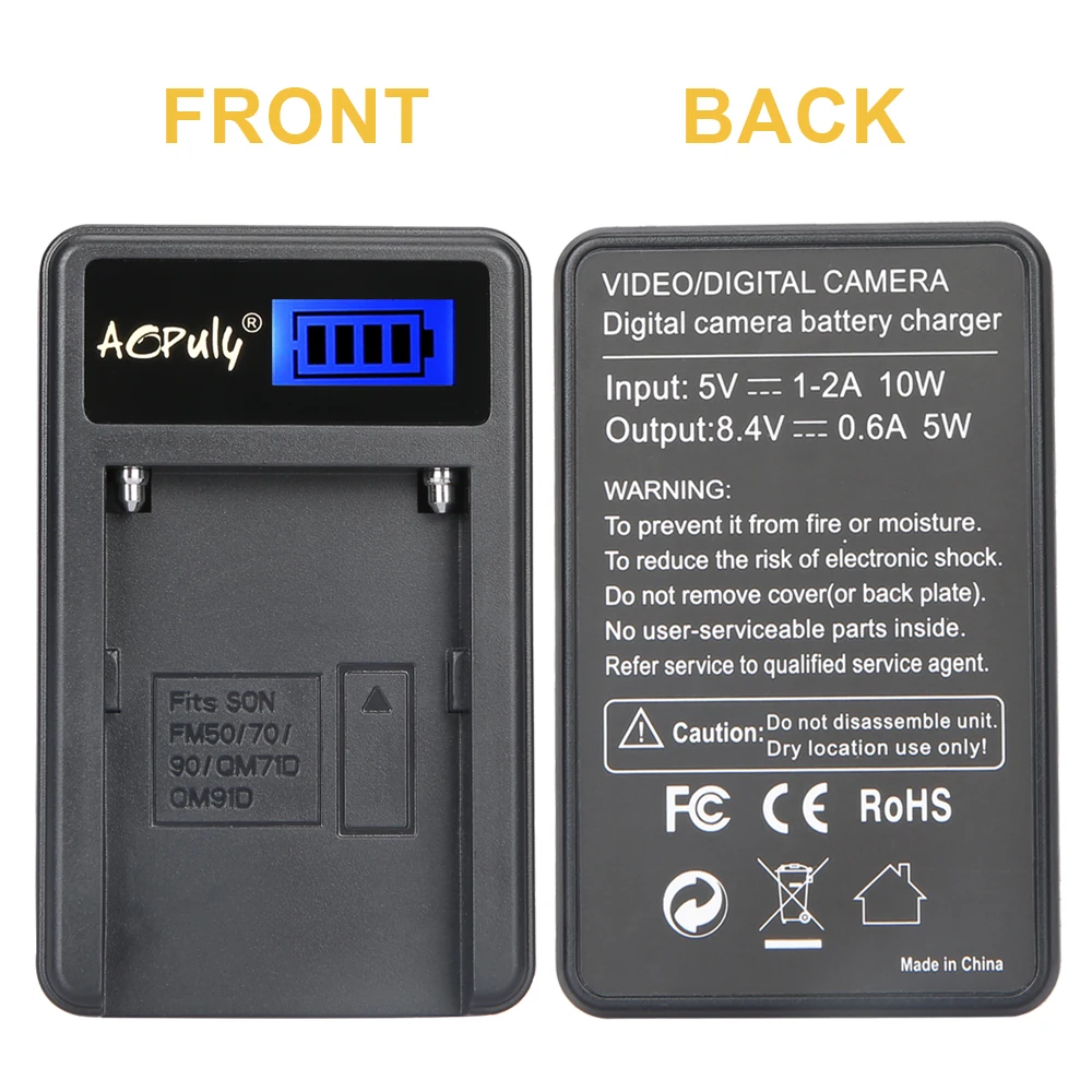 AOPULY зарядное устройство NP-FM50 NP FM50 камера батарея ЖК USB для Sony Alpha A100 DSLR-A100 A100K CCD-TRV408