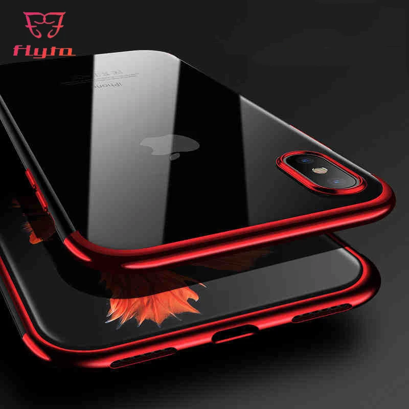 Силиконовый чехол FlyTo для iPhone XS Max XR X 8 7 6 6S Plus 5S SE прозрачный из ТПУ 8Plus