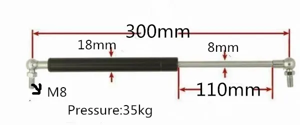1pcs 300mm Hole Distance 110mm Stroke Gas Spring 35KG Force Ball Joint Lift Strut Damper for Furniture Car Gas Strut Door
1pcs 300mm Hole Distance 110mm Stroke Gas Spring 35KG Force Ball Joint Lift Strut Damper for Furniture Car Gas Strut Door