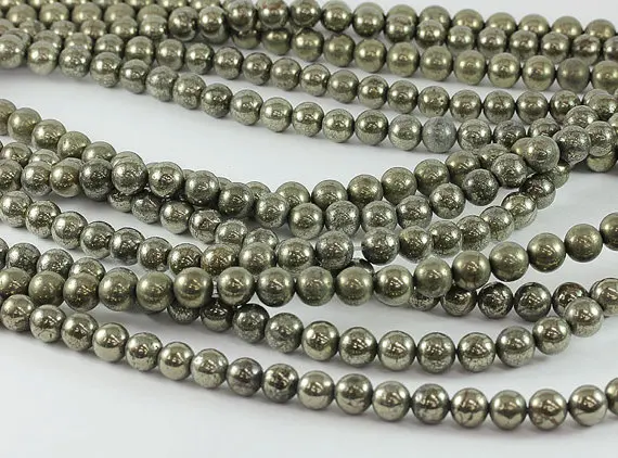 Круглые Бусины Из Натурального пиритового камня 4 6 8 10 12 мм 1 нить|loose beads|jewelry