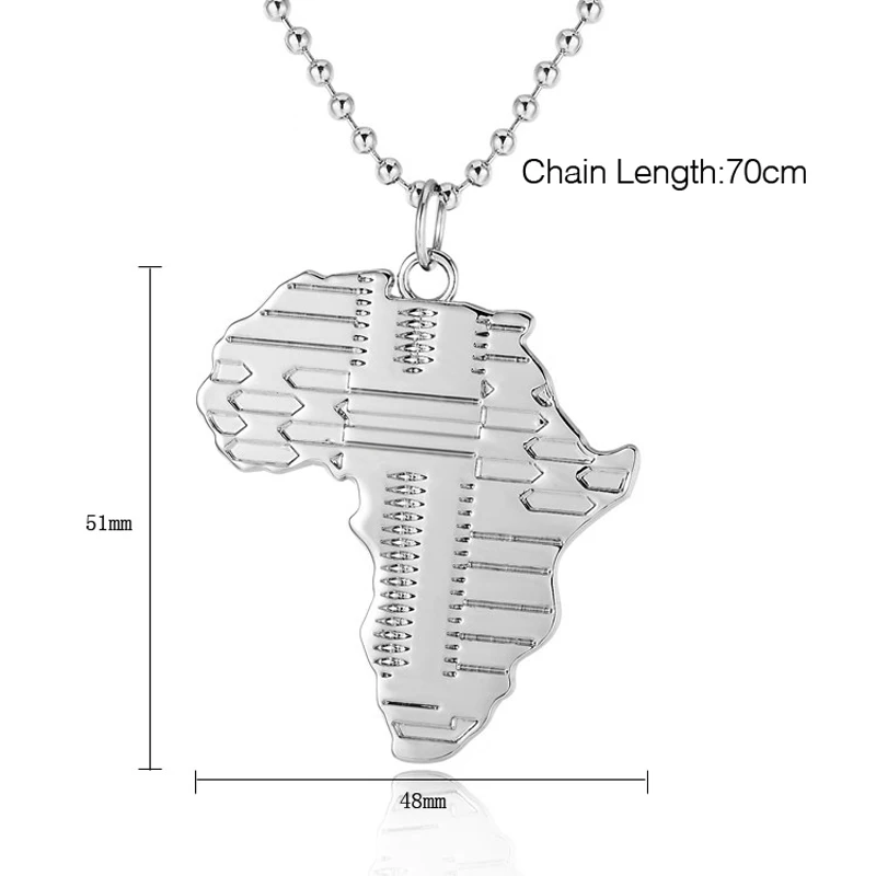 Men Necklace Hip Hop Jewelry kolye Silver Black Map Of Africa Pendants Necklaces 70cm Beads Chain Fashion Mens Jewellery Collier | Украшения