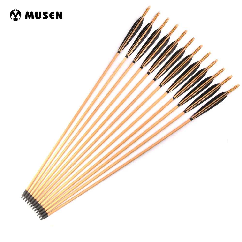 6/12/24pcs Wooden Arrow 80cm Length with Black Feathers Steel Arrowhead For Compound Bow Archery Hunting Shooting
6/12/24pcs Wooden Arrow 80cm Length with Black Feathers Steel Arrowhead For Compound Bow Archery Hunting Shooting