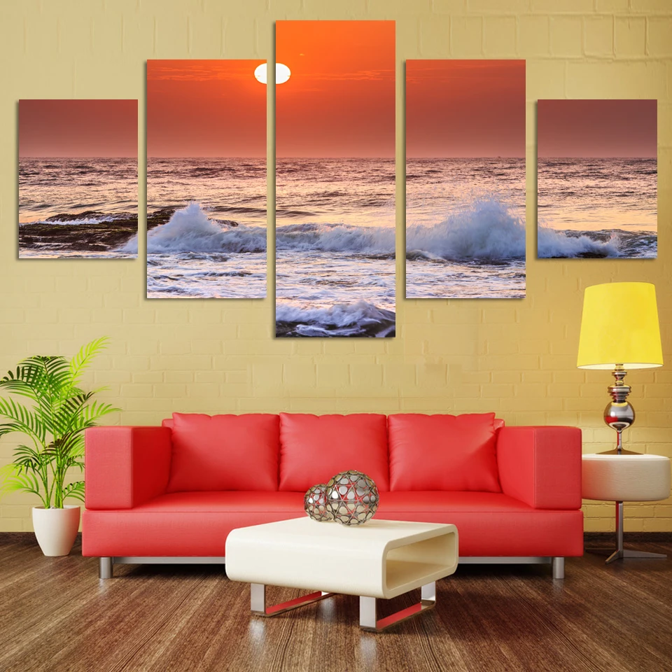 No Frames Modern 5 Pieces Sunrise On The Beach With Screw Ocean Wave Wall Painting Print On Canvas Home Decor Free Shipping
No Frames Modern 5 Pieces Sunrise On The Beach With Screw Ocean Wave Wall Painting Print On Canvas Home Decor Free Shipping