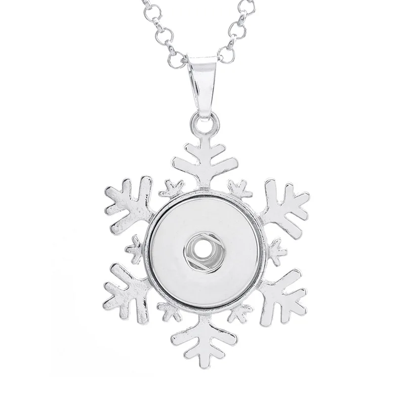 Фото Модные кнопки Сделай Сам ювелирные изделия серебряный полый снег кулон с кнопкой