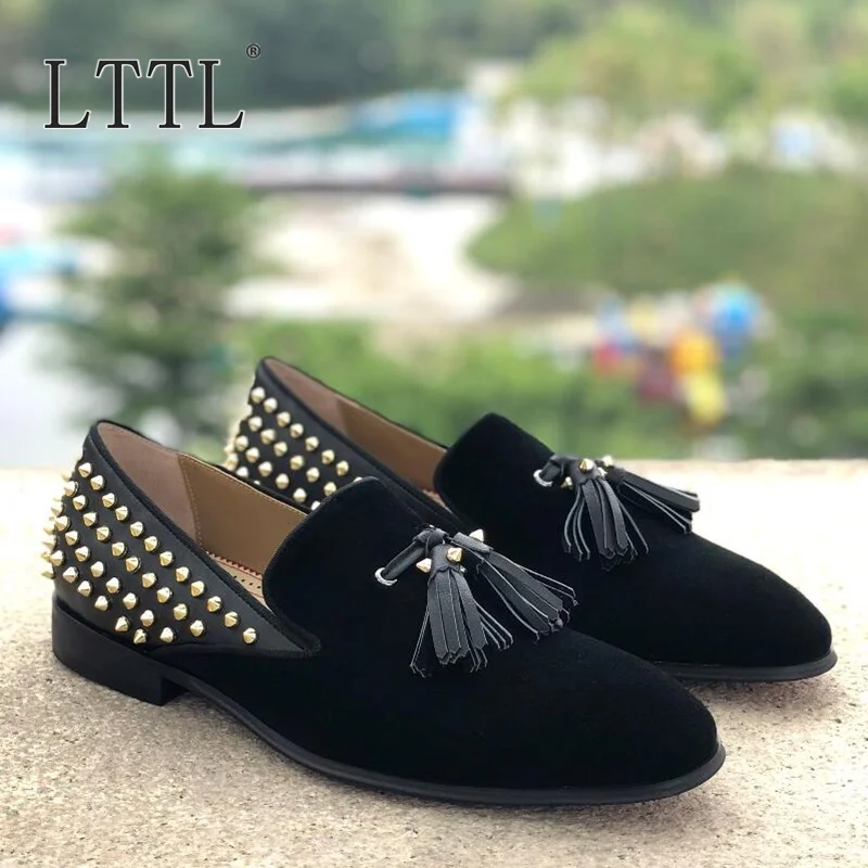 LTTL Classic Fashion Black Patchwork Spikes Loafers Tassel Shoes Men Brand Slip On Casual Shoes Men's Banquet And Prom Shoes
LTTL Classic Fashion Black Patchwork Spikes Loafers Tassel Shoes Men Brand Slip On Casual Shoes Men's Banquet And Prom Shoes