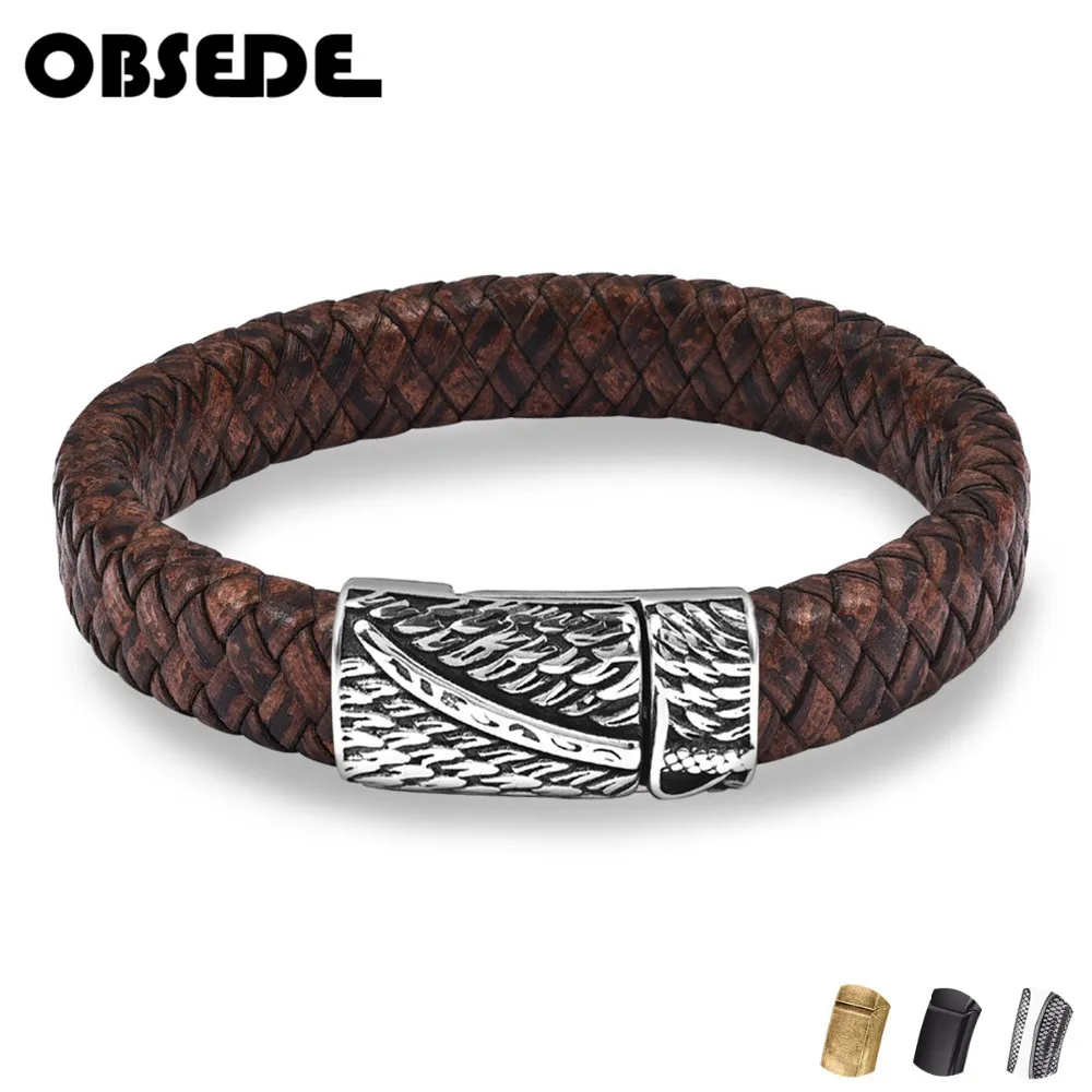 Punk Men Jewelry Leather Bracelet Stainless Steel Magnetic Clasp Braided Brown Bangle Retro Wristband Man Accessories Party Gift
Punk Men Jewelry Leather Bracelet Stainless Steel Magnetic Clasp Braided Brown Bangle Retro Wristband Man Accessories Party Gift