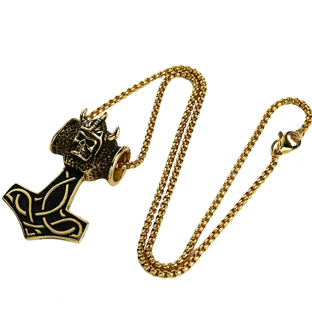 EdgLifU мужское ожерелье из нержавеющей стали золотого цвета в стиле панк Тор
